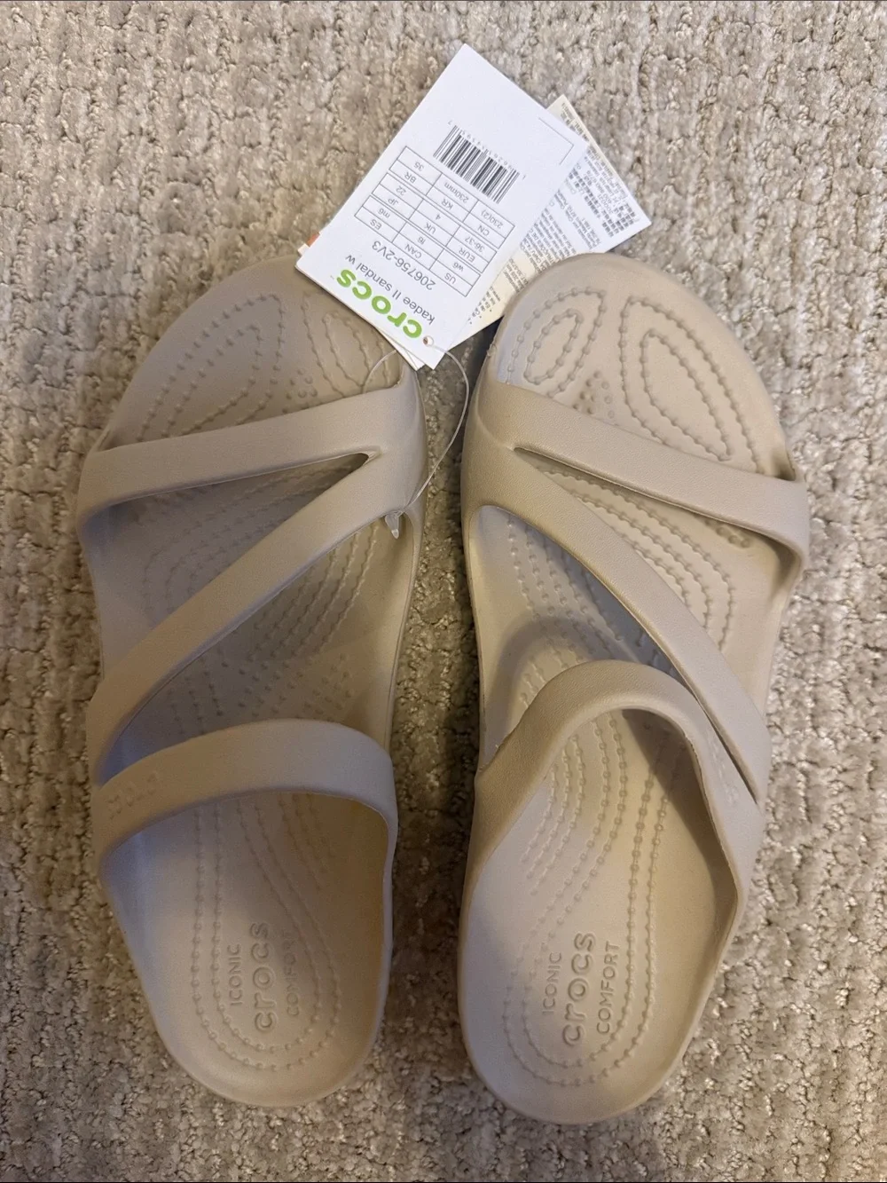 CROCS Women’s Strappy Slide Sandals — Light Taupe
